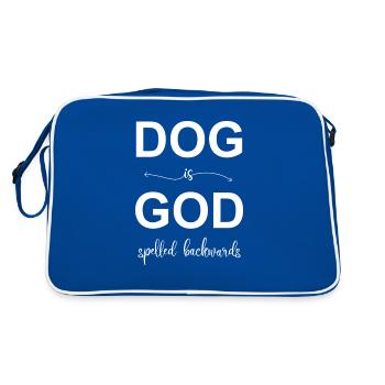 DOG is GOD spelled backwards, funny dog saying - Retro Bag - blue/white - Back