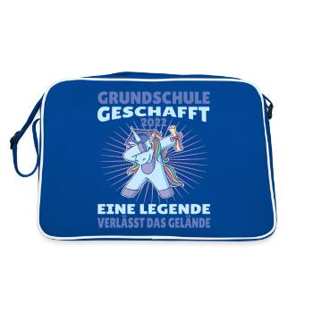 Grundschule Geschafft 2022 Legende Verlässt das - Retro Tasche - Blau/Weiß - Hinten