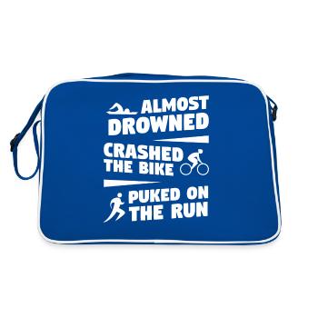 Almost Drowned Crashed The Bike Puked On The Run - Retro Bag - blue/white - Back