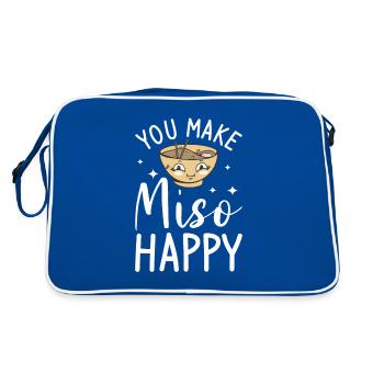 You Make Miso Happy Wedding Proposal Marriage - Retro Tasche - Blau/Weiß - Hinten