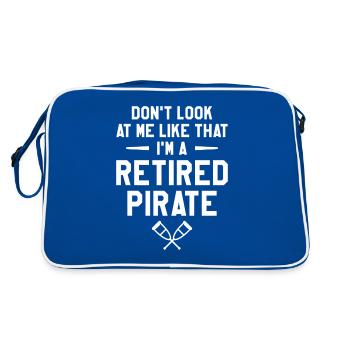 Don't Look At Me Like That I'm A Retired Pirate - Retro Bag - blue/white - Back
