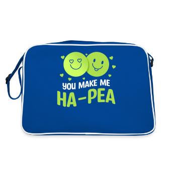 You Make Me Ha-Pea Wedding Proposal Marriage Bride - Retro Tasche - Blau/Weiß - Hinten