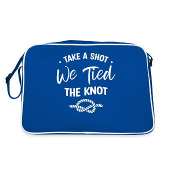 Take A Shot We Tied The Knot Wedding Marriage - Retro Tasche - Blau/Weiß - Hinten