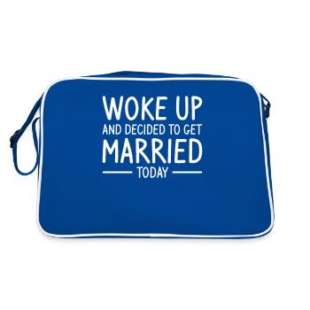 Woke Up And Decided To Get Married Today Marriage - Retro Tasche - Blau/Weiß - Hinten
