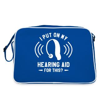 I Put On My Hearing Aid For This Deaf Awareness - Retro Bag - blue/white - Back