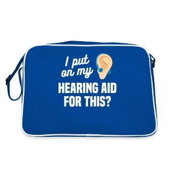 I Put On My Hearing Aid For This Deaf Awareness - Retro Bag - blue/white - Back
