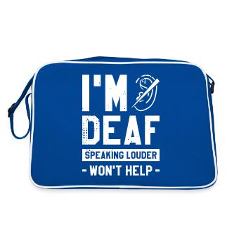 I'm Deaf Speaking Louder Won't Help Deaf Awareness - Retro Bag - blue/white - Back