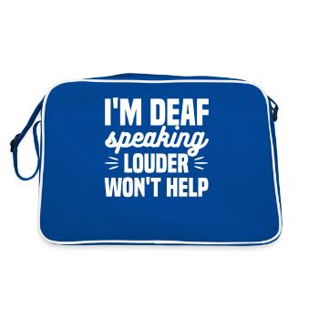 I'm Deaf Speaking Louder Won't Help Deaf Awareness - Retro Bag - blue/white - Back