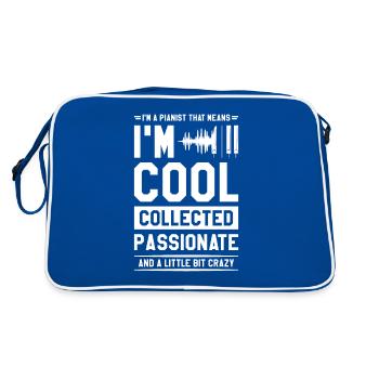 I'm A Pianist That Means I'm Cool Collected - Retro Tasche - Blau/Weiß - Hinten