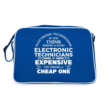 Try Hiring A Cheap One Electronic Technician - Retro Bag - blue/white - Back