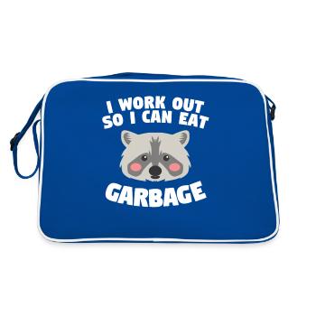 I Work Out So I Can Eat Garbage Raccoons Raccoon - Retro Bag - blue/white - Back