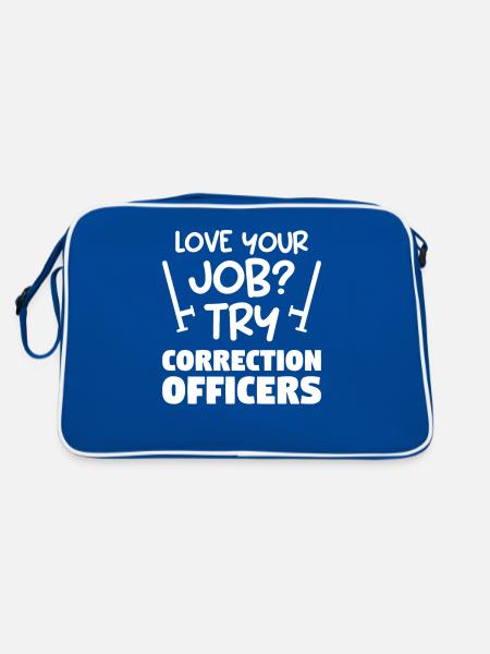 Love Your Job Try Correction Officers Correctional - Retro Bag - blue/white - Back