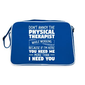 Ne pas ennuyer le physiothérapeute en travaillant - Sac Retro - bleu/blanc - Dos