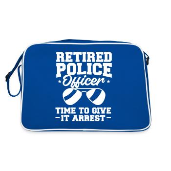 Retired Police Officer Time To Give It Arrest - Retro Bag - blue/white - Back