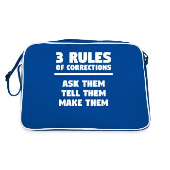3 Rules Of Corrections Ask Them Tell Them Make - Retro Tasche - Blau/Weiß - Hinten