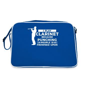 I Play Clarinet Because Punching People Is Frowned - Retro Bag - blue/white - Back