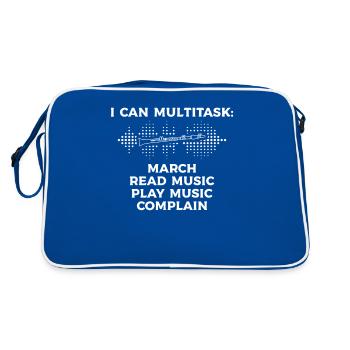 Je peux effectuer plusieurs tâches en mars Lire de la musique Jouer de la musique - Sac Retro - bleu/blanc - Dos