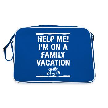Help Me I'm On A Family Vacation Beach Summer - Retro Tasche - Blau/Weiß - Hinten