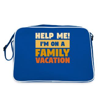 Help Me I'm On A Family Vacation Beach Summer - Retro Tasche - Blau/Weiß - Hinten