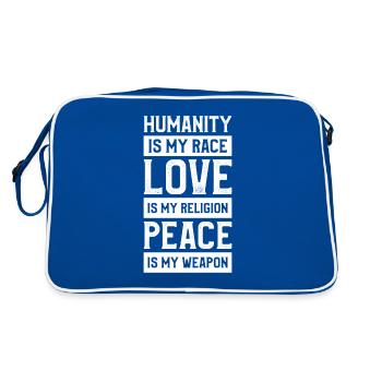 L’humanité est ma race L’amour est ma religion la paix est - Sac Retro - bleu/blanc - Dos