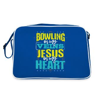 Bowler Gift Bowling est dans Mes Veines Jésus est dans Mes Veines - Sac Retro - bleu/blanc - Dos