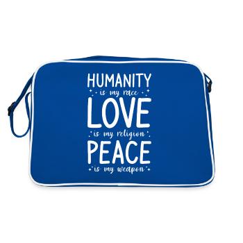 L’humanité est ma race L’amour est ma religion la paix est - Sac Retro - bleu/blanc - Dos