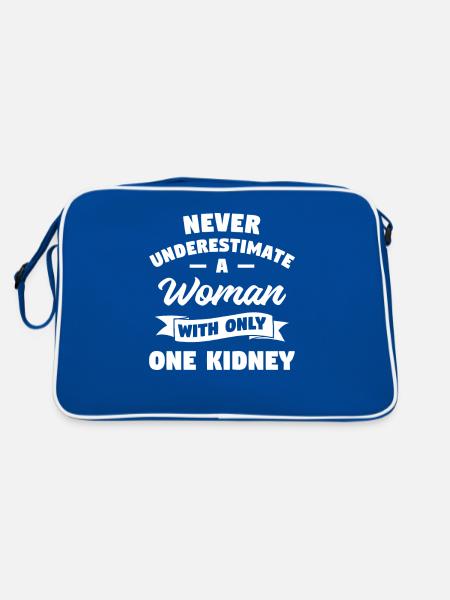 Ne sous-estimez jamais une femme avec un seul rein - Sac Retro - bleu/blanc - Dos