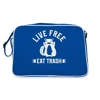 Live Free Eat Trash Raccoons Raccoon Lover - Retro Bag - blue/white - Back