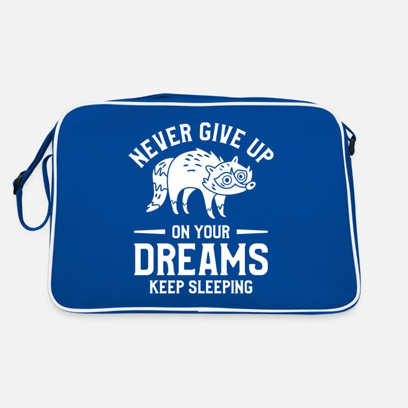 Never Give Up On Your Dreams Keep Sleeping Raccoon Retro Tasche