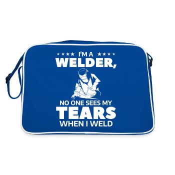 Je suis soudeur Personne ne voit mes larmes quand je soude - Sac Retro - bleu/blanc - Dos