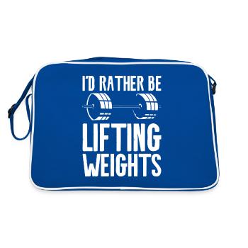 I'd Rather Be Lifting Weights Weightlifting Weight - Retro Bag - blue/white - Back