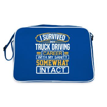 Cadeau de chauffeur de camion J’ai survécu à ma conduite de camion - Sac Retro - bleu/blanc - Dos