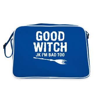 Good Witch Jk I'm Bad Too Trick Or Treat Halloween - Retro Tasche - Blau/Weiß - Hinten