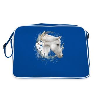 Motif de cheval avec fleurs cheval - Sac Retro - bleu/blanc - Dos