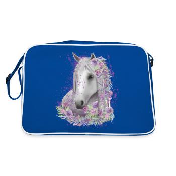 Aquarelle de cheval Motif de cheval - Sac Retro - bleu/blanc - Dos