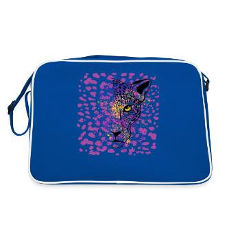 Colorful Leopard Big Cat Animal Print - Retro Bag - blue/white - Back