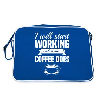 I Will Start Working When My Coffee Does Caffeine - Retro Bag - blue/white - Back
