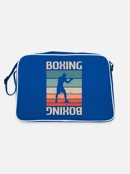 Retro Vintage Classic Boxing Boxer - Retro Tasche - Blau/Weiß - Hinten