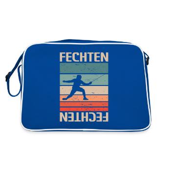 Retro Vintage Classic Fencing Fencer - Retro Tasche - Blau/Weiß - Hinten