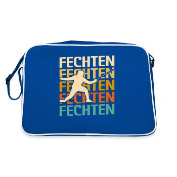 Retro Vintage Classic Fencing Fencer - Retro Tasche - Blau/Weiß - Hinten