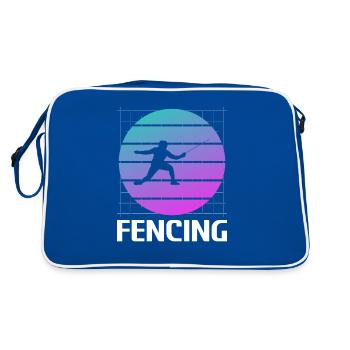 Retro Vintage Classic Fencing Fencer - Retro Tasche - Blau/Weiß - Hinten