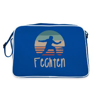 Retro Vintage Classic Fencing Fencer - Retro Tasche - Blau/Weiß - Hinten