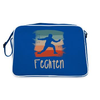 Retro Vintage Classic Fencing Fencer - Retro Tasche - Blau/Weiß - Hinten