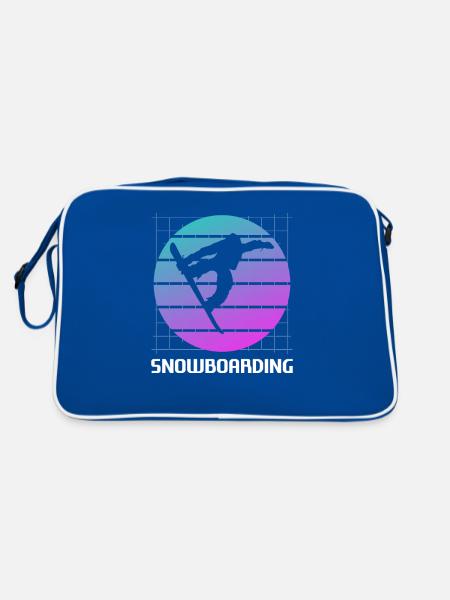 Retro Vintage Classic Snowboarding Snowboard - Retro Tasche - Blau/Weiß - Hinten