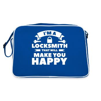 I'm A Locksmith That Will Make You Happy For A - Retro Tasche - Blau/Weiß - Hinten