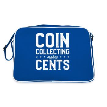 Coin Collecting Makes Cents Collector Numismatic - Retro Bag - blue/white - Back