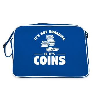 It's Not Hoarding If It's Coins Coin Collector - Retro Tasche - Blau/Weiß - Hinten