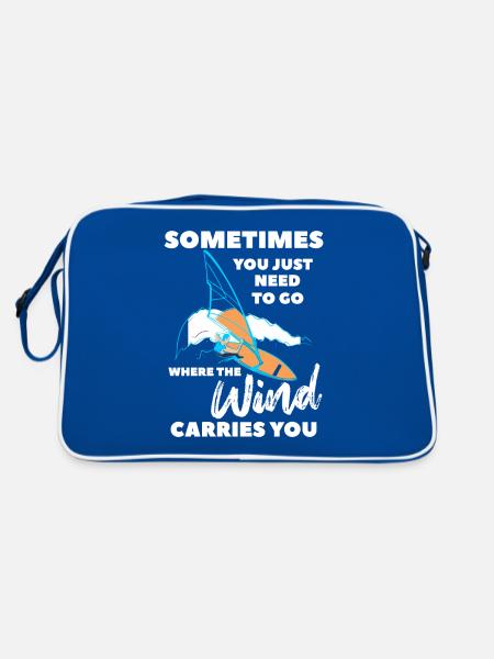 Sometimes You Just Need To Go Where The Wind Carri - Retro Tasche - Blau/Weiß - Hinten