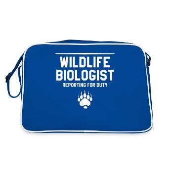 Biologiste de la faune Biologiste de la faune se présentant à la biologie de service - Sac Retro - bleu/blanc - Dos