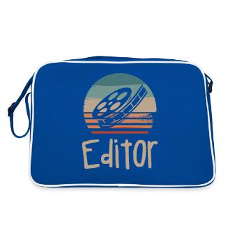 Retro Vintage Classic Editor Editing - Retro Tasche - Blau/Weiß - Hinten